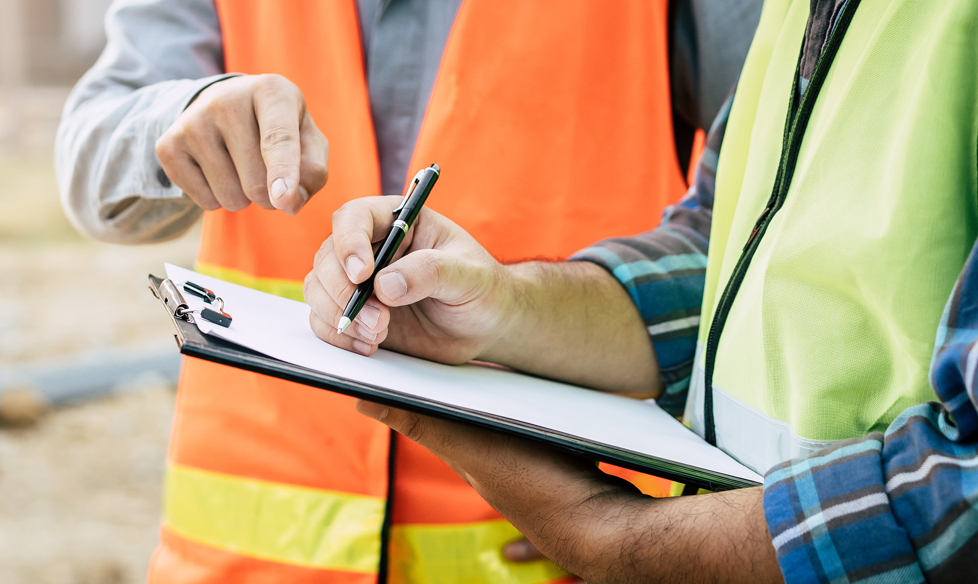 Checklist at construction site