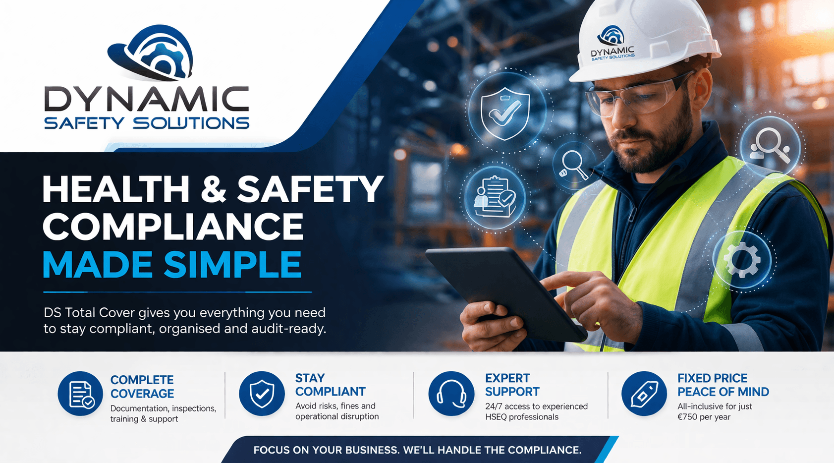 Health and safety compliance services in Ireland with DS Total Cover including training, inspections and documentation